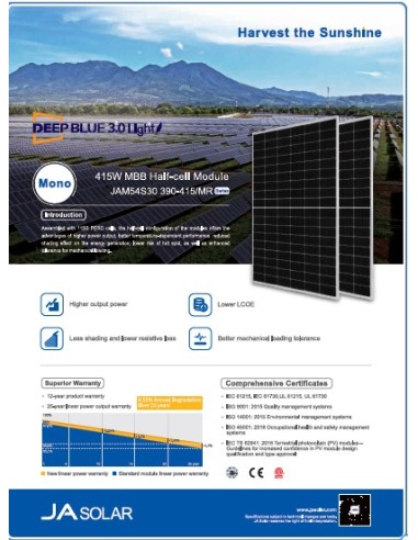 Pannello Fotovoltaico Monocristallino 410W Ja Solar